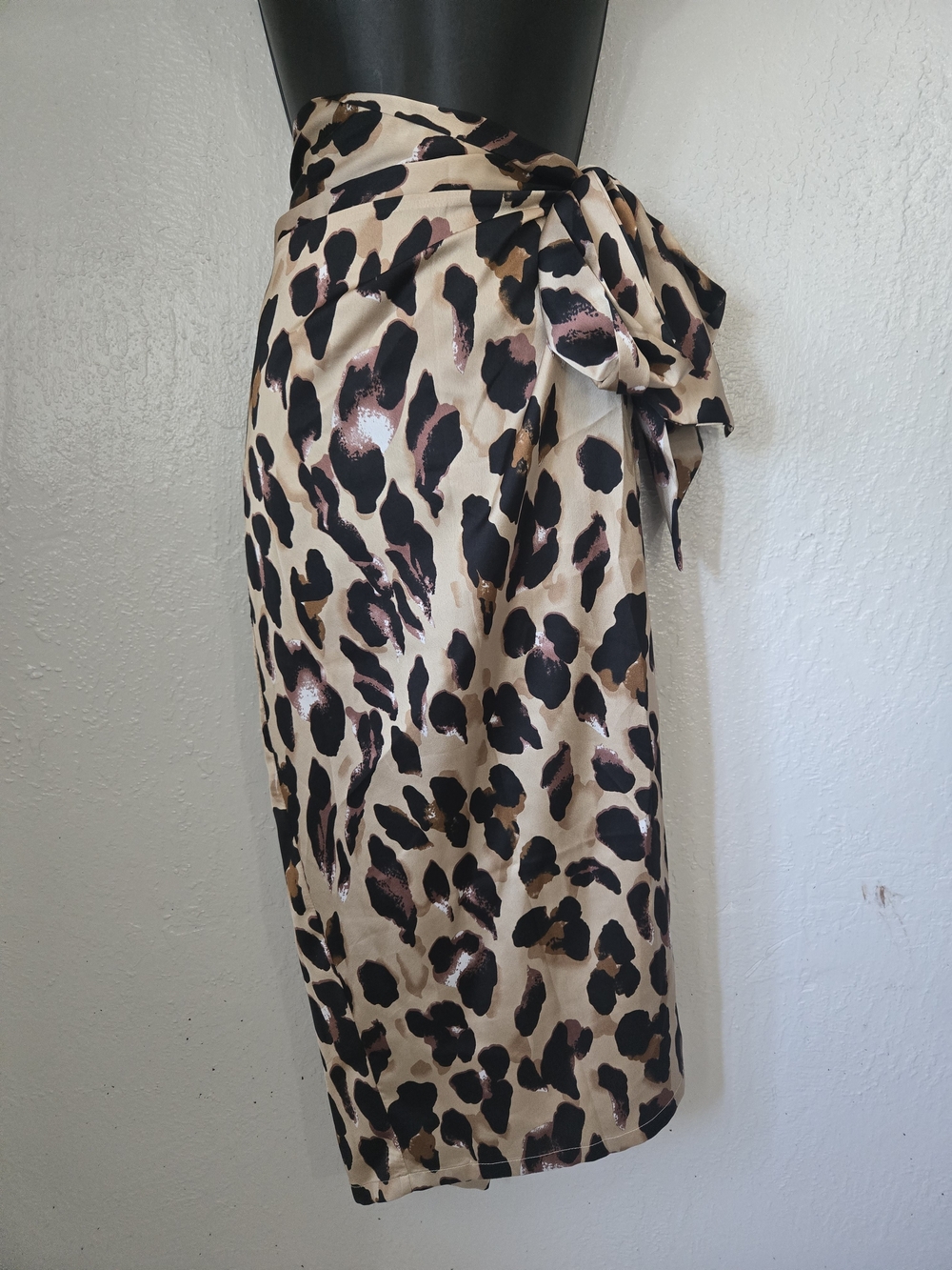 Never Fully Dressed Leopard-Print Midi Wrap Skirt in Beige, Black & Pink - Picture 4 of 11